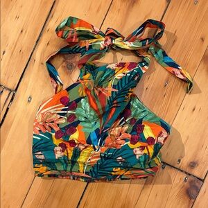 Opt Tropical Print Halter Top